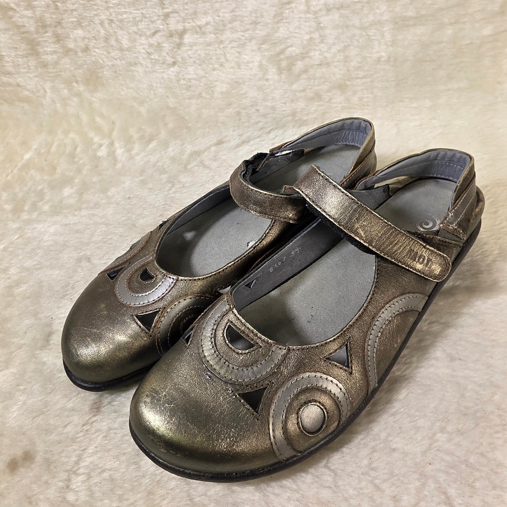 Naot Rongo Mary Jane Slingback Loafer Bronze Metallic Leather Womens 39 8